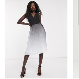 Chi Chi London pleated midi dress in black ombre